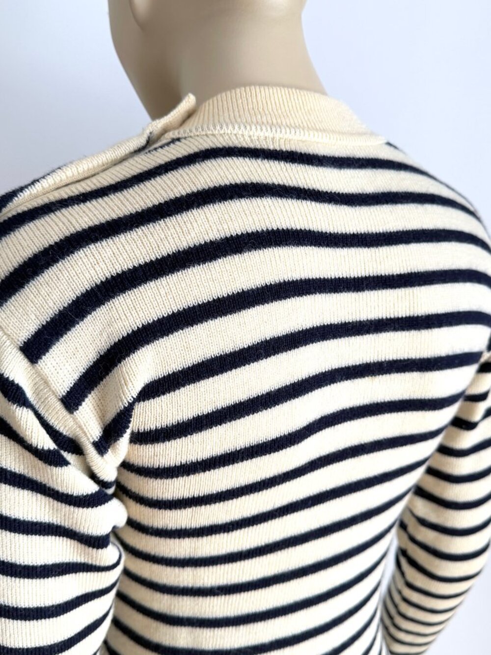 TRICOMER made France - Striped Blue and cream pure new wool breton nautical sz 1 - Picture 9 of 12